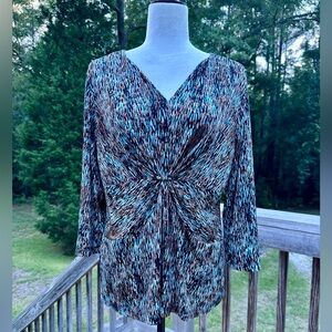 Kim Rogers Brown And Turquoise Top